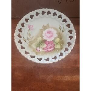 Vintage Lefton China Footed Small Cake Plate, Hand Painted